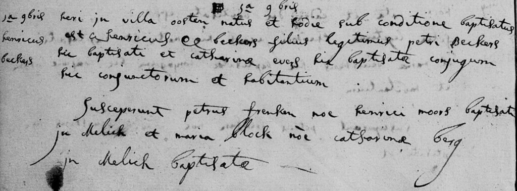 Doopsel Henricus Beckers 1801