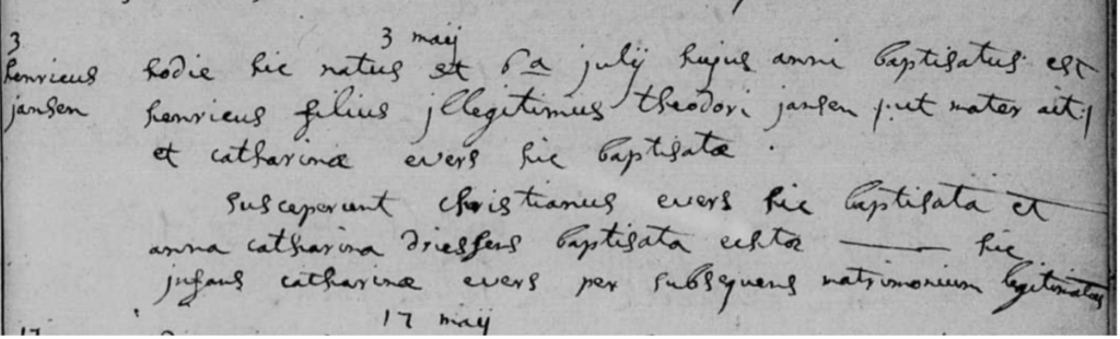 Scan doopregister Henricus Jansen 1799 Sint Odiliënberg