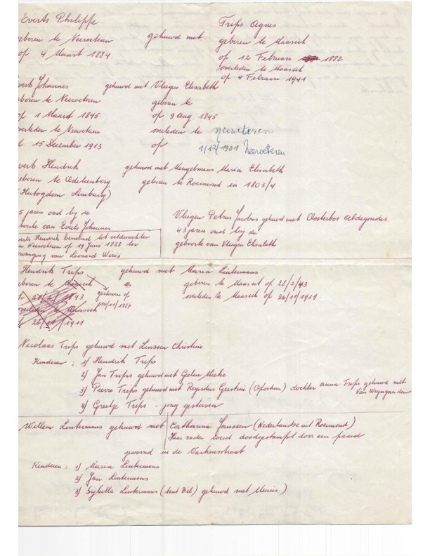 Handgeschreven stamboomdocument Albert Everts